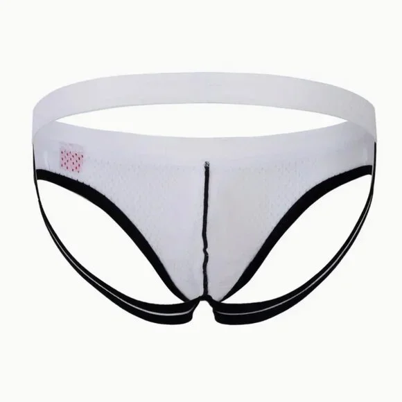 White Low Waist Mesh Jockstrap Large - Picture 3 of 8